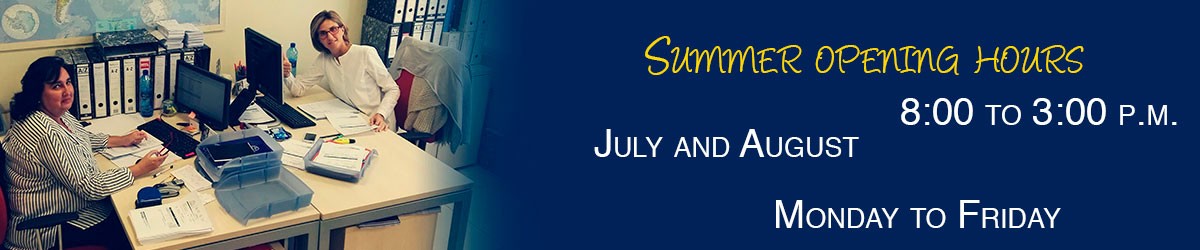 Summer opening hours Summer opening hours
